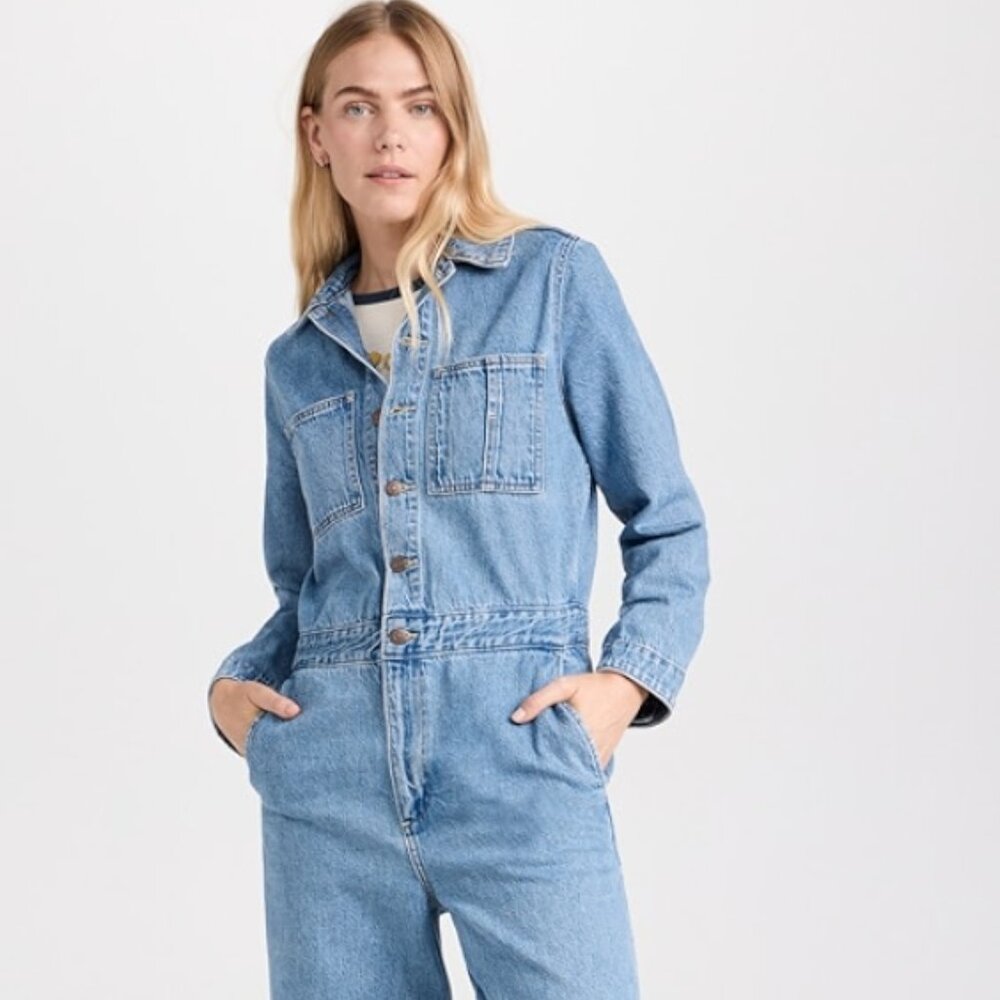 NEW Levi's Iconic Denim Jean Coverall Jumpsuit Sz L - Picture 2 of 15
